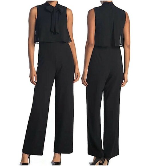 DEPOP CALVIN KLEIN TieNeck Sleeveless Wide Leg Jumpsuit - Picture 2 of 11